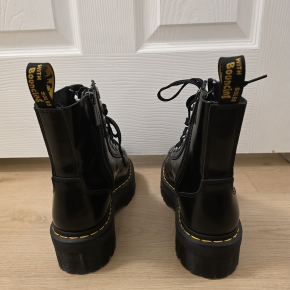 Dr. Martens Women's Black Leather Jadon Toe Gaurd Platform Lace Up Boots Size 7 - Picture 7 of 11